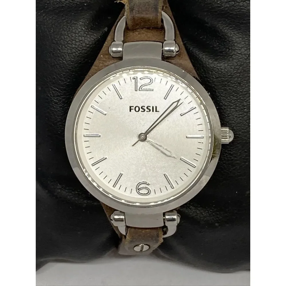 Fossil Georgia ES3060 Women Brown Leather Analog Dial Quartz Genuine Watch KS734